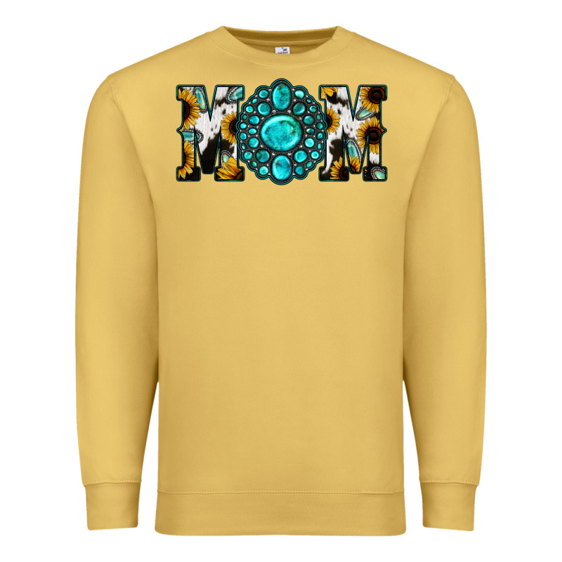 Sunflower Turquoise Gemstone Cowhide Mom Premium Sweatshirt by Bettercallsaul | Teevron