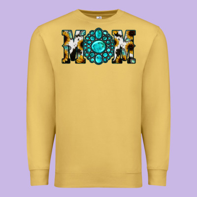 Sunflower Turquoise Gemstone Cowhide Mom Premium Sweatshirt Designed By Bettercallsaul