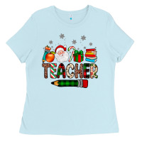 Baby Blue teacher Christmas Ladies Tee - JahusDesignShop