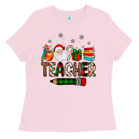 Bubblegum Pink teacher Christmas Ladies Tee - JahusDesignShop