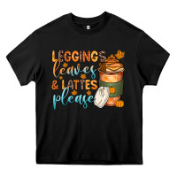 Black leggins leaves and lattes Heavy Core Tee - Zillion Design Studio