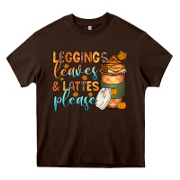 Chocolate Brown leggins leaves and lattes Heavy Core Tee - Zillion Design Studio