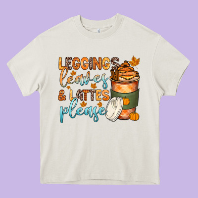 Leggins Leaves And Lattes Heavy Core Tee Designed By Zillion Design Studio