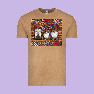 Camouflage Gnomes American Flag Star Leopard Vintage Tee Designed By Artiststas