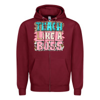 Burgundy teach like a boss Zipper Hoodie - NancyCooperArtShop