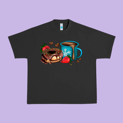 Donut Coffee Strawberry Urban Heavy Tee Designed By Adodesignshop