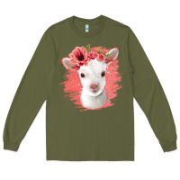 Army Green floral baby goat Long Sleeve Tee - Jasminsmagicworld