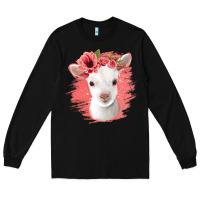 Black floral baby goat Long Sleeve Tee - Jasminsmagicworld