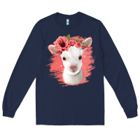Navy floral baby goat Long Sleeve Tee - Jasminsmagicworld