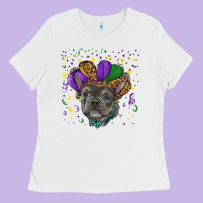Ladies Tee mardi gras french bulldog