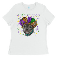 White mardi gras french bulldog Ladies Tee - RanaPortraitStore