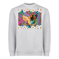 Heather Grey easter farm chicken chick rooster daisys butterfly sunflower eggs glit Heavyweight Sweatshirt - Artiststas