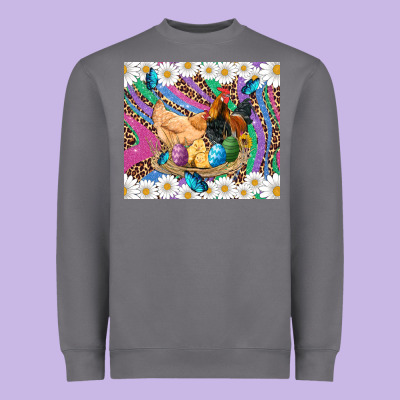Easter Farm Chicken Chick Rooster Daisys Butterfly Sunflower Eggs Glit Heavyweight Sweatshirt Designed By Artiststas