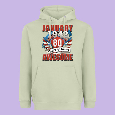 January 1942 80 Years Of Being Awesome Heavyweight Hoodie Designed By Jasminsmagicworld