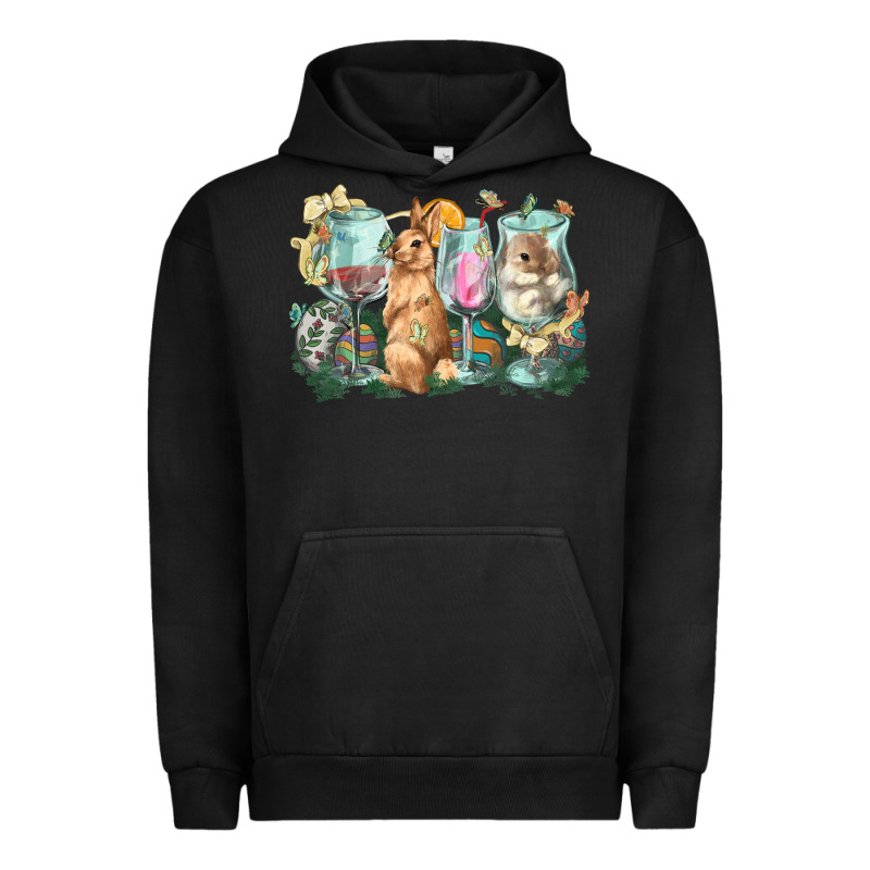Easter Day Wine Glasses Bunny Urban Hoodie by HowdyJamesFarm | Teevron