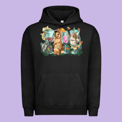 Easter Day Wine Glasses Bunny Urban Hoodie Designed By Howdyjamesfarm