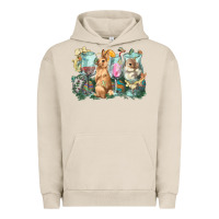 Pigment French Oak Easter Day wine glasses bunny Urban Hoodie - HowdyJamesFarm