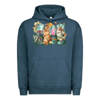 Pigment Midnight Navy Easter Day wine glasses bunny Urban Hoodie - HowdyJamesFarm