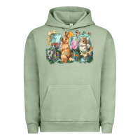 Pigment Oil Green Easter Day wine glasses bunny Urban Hoodie - HowdyJamesFarm
