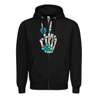 Black turquoise gemstone skeleton hand Zipper Hoodie - MaliasSmallBusiness