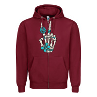 Burgundy turquoise gemstone skeleton hand Zipper Hoodie - MaliasSmallBusiness