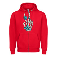 Red turquoise gemstone skeleton hand Zipper Hoodie - MaliasSmallBusiness