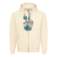 Sandshell turquoise gemstone skeleton hand Zipper Hoodie - MaliasSmallBusiness