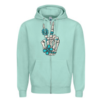 Seafoam turquoise gemstone skeleton hand Zipper Hoodie - MaliasSmallBusiness