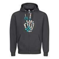 Smoke turquoise gemstone skeleton hand Zipper Hoodie - MaliasSmallBusiness