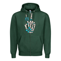 Sports Green turquoise gemstone skeleton hand Zipper Hoodie - MaliasSmallBusiness
