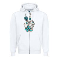 White turquoise gemstone skeleton hand Zipper Hoodie - MaliasSmallBusiness