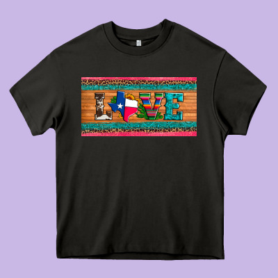 Love Texas Sunflowers Cactus Cowhide License Plate Heavy Core Tee Designed By Artiststas