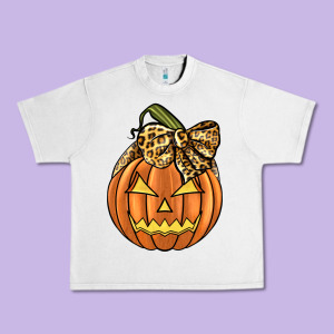 Leopard Ribbon Halloween Pumkin Urban Heavy Tee Designed By Jahusdesignshop