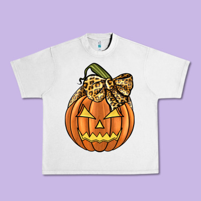 Leopard Ribbon Halloween Pumkin Urban Heavy Tee Designed By Jahusdesignshop