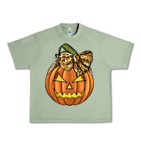 Oil Green Leopard Ribbon Halloween Pumkin Urban Heavy Tee - JahusDesignShop