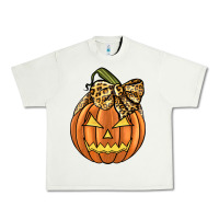 Pistachio Leopard Ribbon Halloween Pumkin Urban Heavy Tee - JahusDesignShop