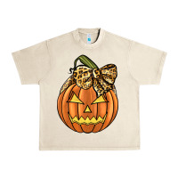 Sandshell Leopard Ribbon Halloween Pumkin Urban Heavy Tee - JahusDesignShop
