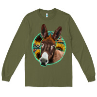 Army Green aztec backsground donkey Long Sleeve Tee - Jasminsmagicworld