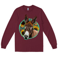 Burgundy aztec backsground donkey Long Sleeve Tee - Jasminsmagicworld