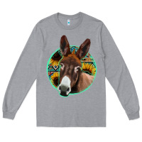 Heather Grey aztec backsground donkey Long Sleeve Tee - Jasminsmagicworld
