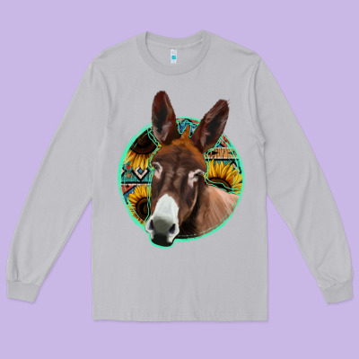 Aztec Backsground Donkey Long Sleeve Tee Designed By Jasminsmagicworld