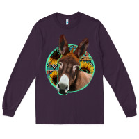 Plum aztec backsground donkey Long Sleeve Tee - Jasminsmagicworld