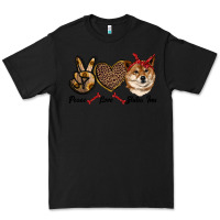 Black peace love shiba inu Premium Tee - RanaPortraitStore