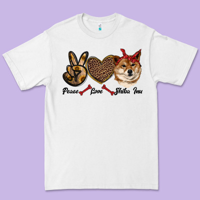 Peace Love Shiba Inu Premium Tee Designed By Ranaportraitstore