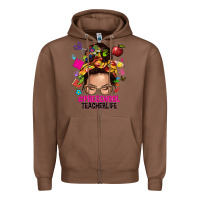 Chestnut preschool teacher life  messy bun Zipper Hoodie - NancyCooperArtShop
