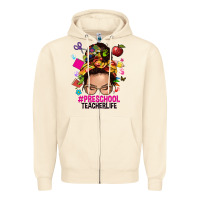 Sandshell preschool teacher life  messy bun Zipper Hoodie - NancyCooperArtShop