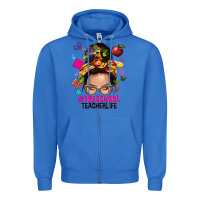 True Royal preschool teacher life  messy bun Zipper Hoodie - NancyCooperArtShop