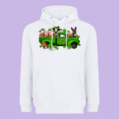 St Patricks Farm Animals Truck Heavyweight Hoodie Designed By Jasminsmagicworld