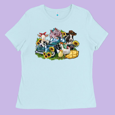 Farm Animals Truck Ladies Tee Designed By Zillion Design Studio