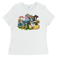 White farm animals truck Ladies Tee - Zillion Design Studio
